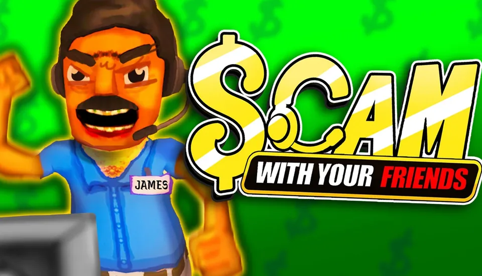 Scam With Your Friends official key art with the game logo